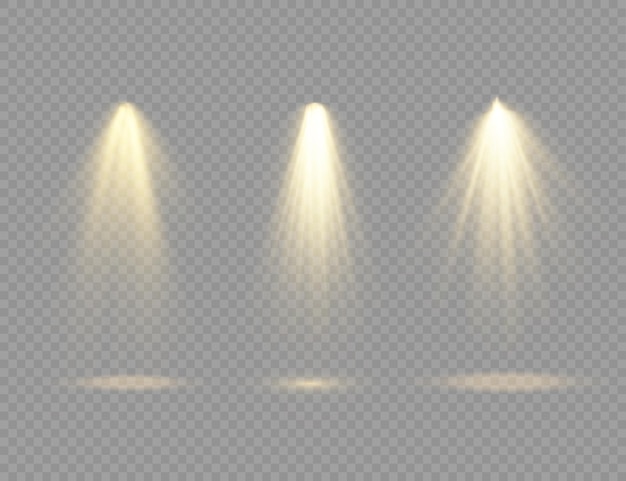 The yellow spotlight shines on the stage light exclusive use lens flash light effect abstract light from a lamp or spotlight lighted scene podium under the spotlight vector