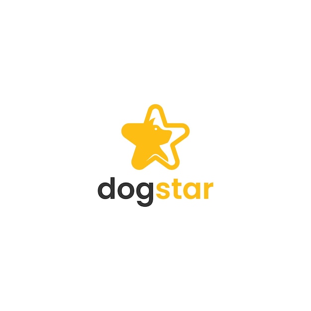 Yellow Star Dog Head logo design vector