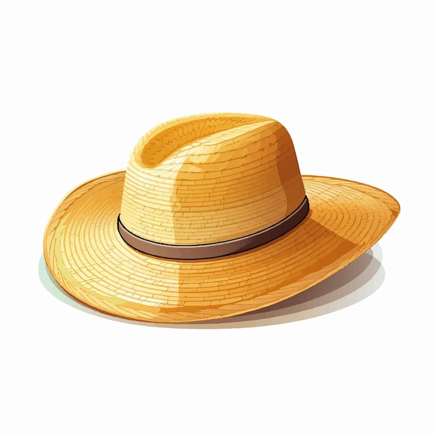 Vector a yellow straw hat with a brown band on it