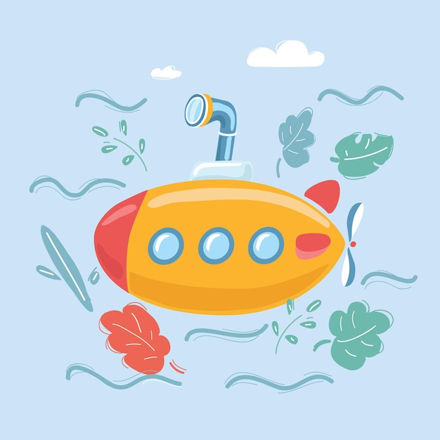 Yellow submarine under sea