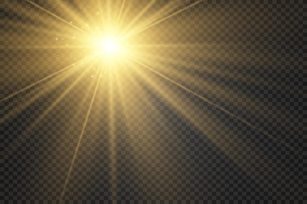 Yellow sun with rays and glow.Bright beautiful star.