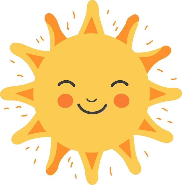 Vector a yellow sun with a smiling face and the words  sun