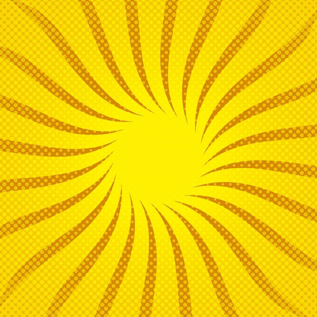 Yellow sunbeams halftone background Vector illustration