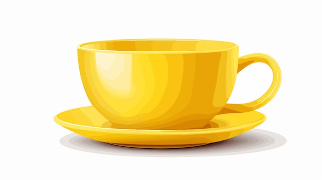 Yellow Tea Cup Isolated on White Background Cartoon