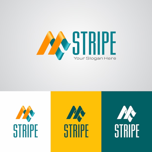 Yellow and teal  Stripe Logo Design Template 