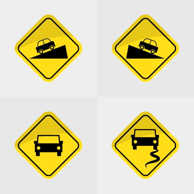 Yellow traffic signs eps vector