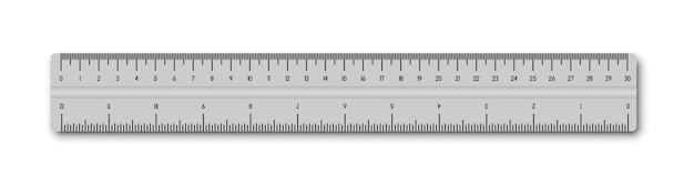 Yellow and transparent rulers. Cm and inch measuring scale. 30 cm and 12 inch. Vector EPS 10