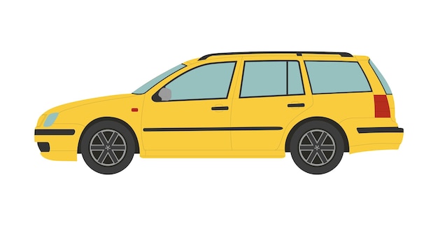 Yellow transport station wagon on a white background Vector illustration