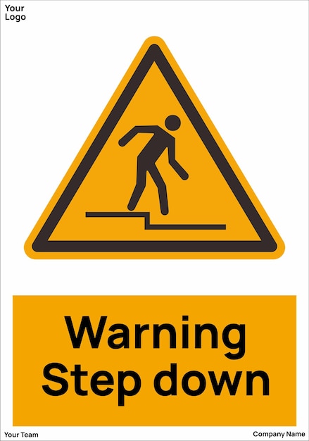 a yellow triangle warning sign that says warning of a man on a board