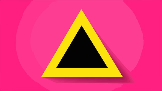 Vector yellow triangle with black triangle on a pink background