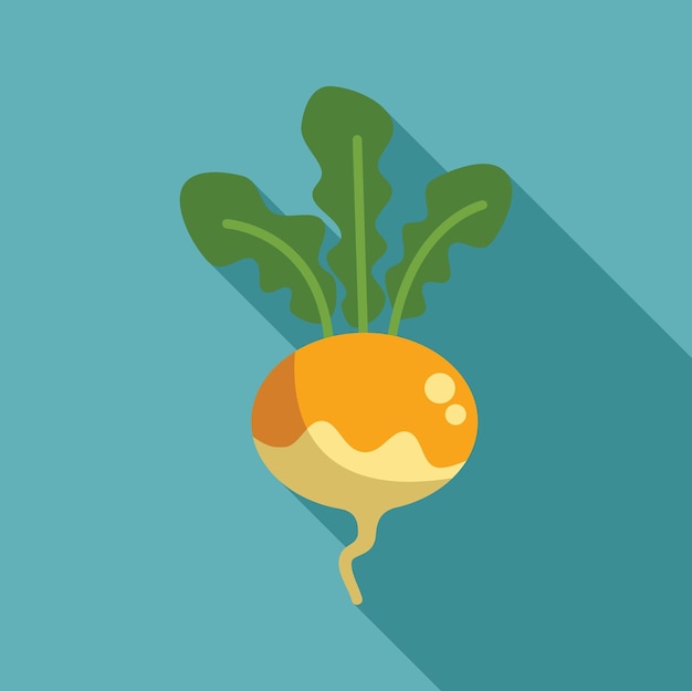 Vector yellow turnip root vegetable growing with leaves flat design icon