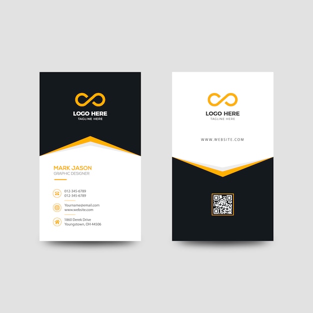 Yellow vertical business card template