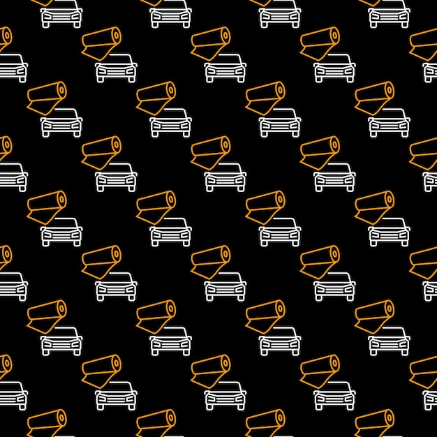 Yellow Vinyl Wrap with White Car seamless background vector pattern