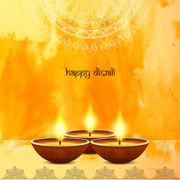 Yellow watercolor design for diwali festival