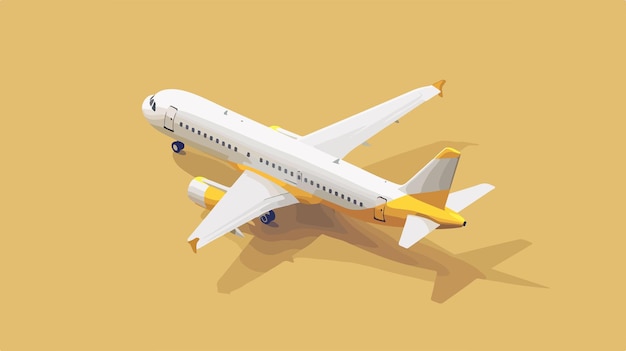 Vector yellow and white airplane isometric model