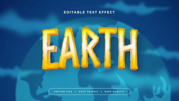 Vector yellow white and blue earth 3d editable text effect font style