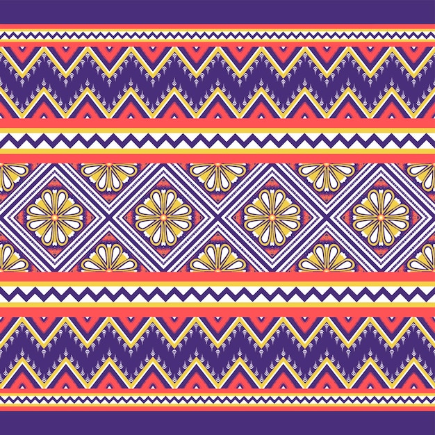 Yellow White Orange on Violet Geometric ethnic oriental pattern traditional Design for backgroundcarpetwallpaperclothingwrappingBatikfabricVector illustration embroidery style