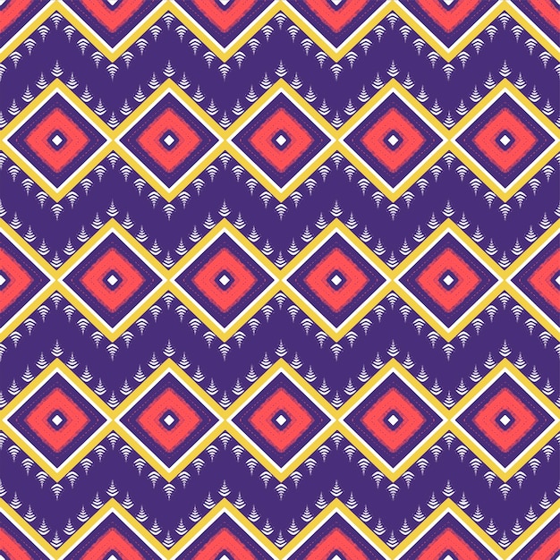 Yellow White Orange on Violet Geometric ethnic oriental pattern traditional Design for backgroundcarpetwallpaperclothingwrappingBatikfabricVector illustration embroidery style