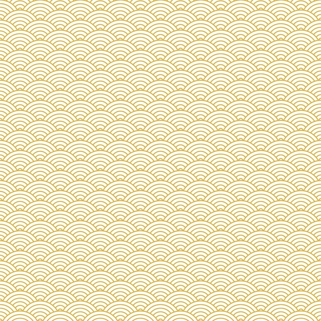 Yellow and white seamless geometric japanese waves pattern Seigaihamon