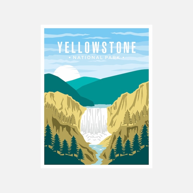 Vector yellowstone falls national park poster vector illustration design