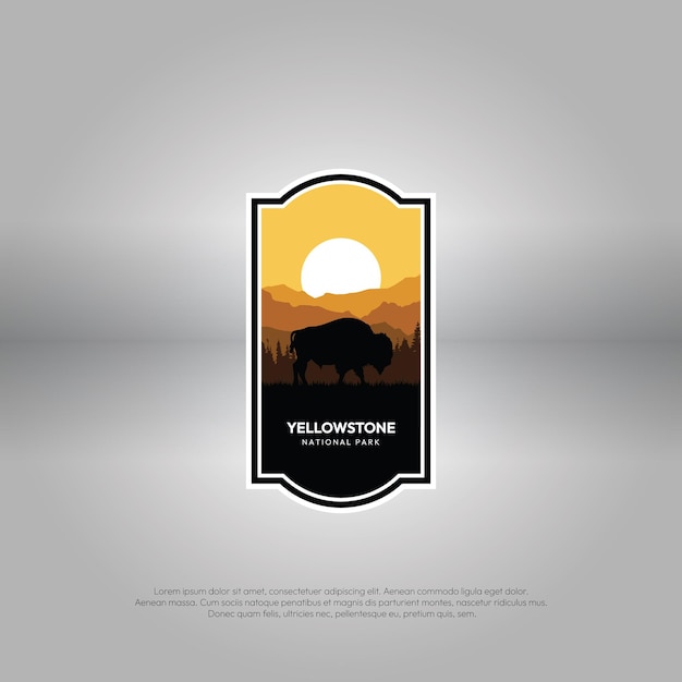 Yellowstone National Park with bison logo vector illustration