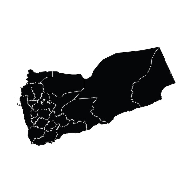 Yemen country map vector with regional areas