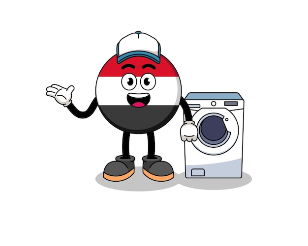 Yemen flag illustration as a laundry man