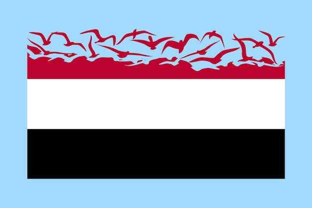 Yemen flag with freedom concept Yemen flag transforming into flying birds vector