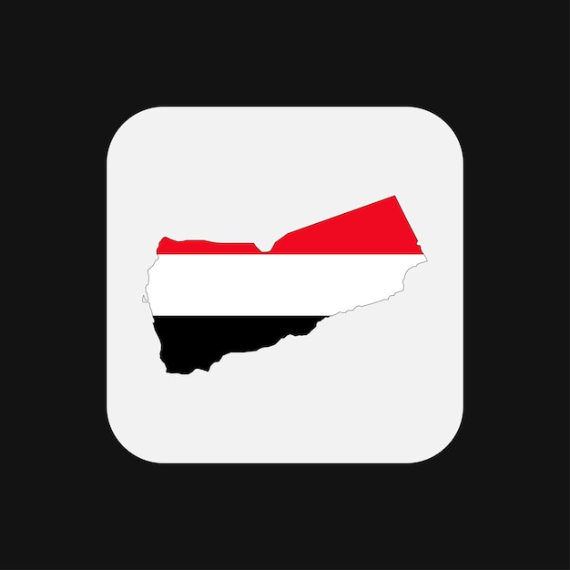 Yemen map silhouette with flag on white background