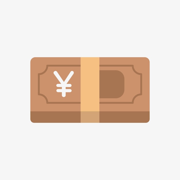 Yen icon. Japanese currency symbol on banknote. Stack of cash vector illustration.