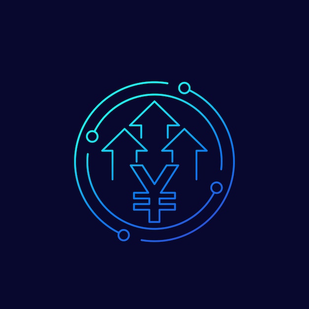 Yen icon with arrows, growth sign