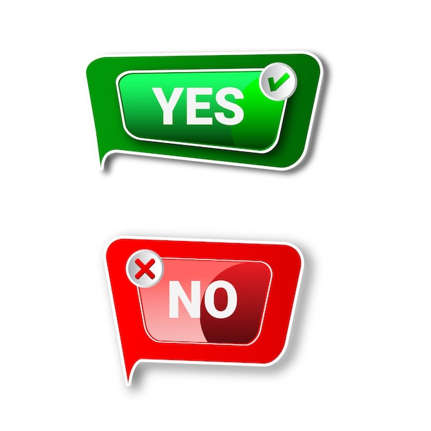 Yes No icon set for your work studio green check and red no