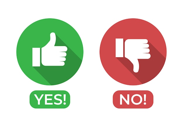 Yes and no icon with thumbs up and thumbs down