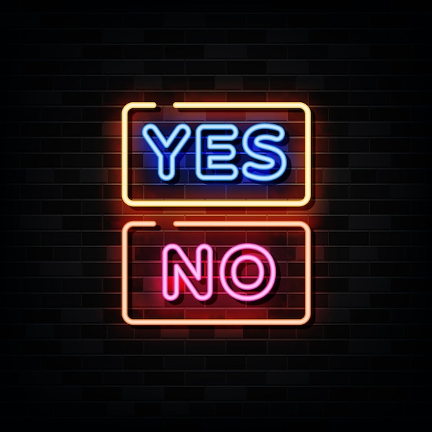 Yes and No Neon Signs .  Template Neon Style