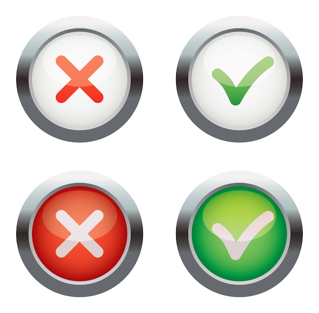 Yes or No Vector icons Isolated on white background Set