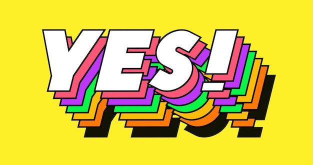 Yes sign cute color 3d moder typography