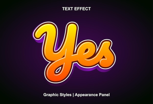 Yes text effect with graphic style and editable