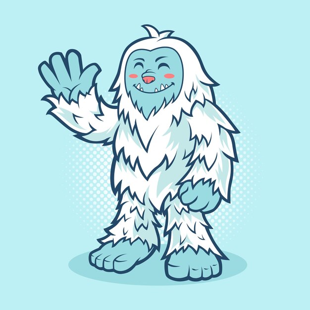 Vector yeti cartoon waving his hand