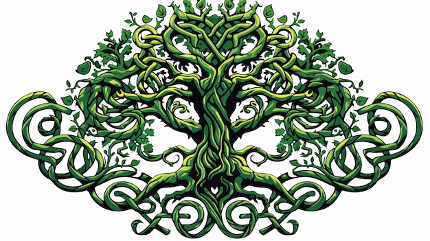 Yggdrasil Celtic Symbol Tree of Life Vector Illustration