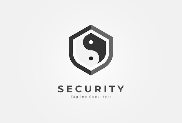 Yin Yang Shield Security Logo, shield with yin yang icon combination, vector illustration