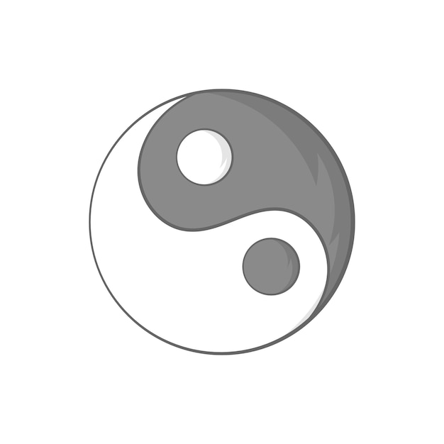 Vector yin yang sign icon in cartoon style on a white background