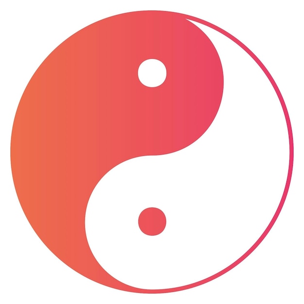 yin yang symbol with a pink and orange gradient