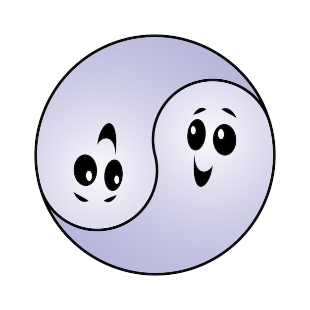 Yin Yang Twin Ghosts - Halloween Spirits - Happy Smiley Face