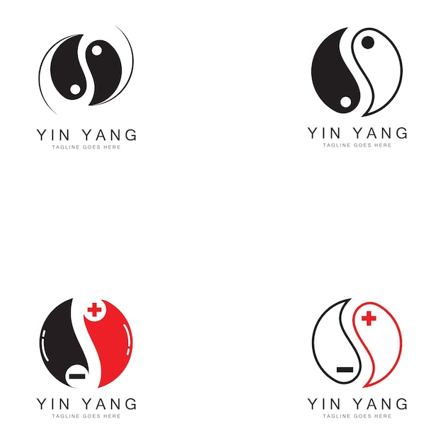 Yin yang vector icon design illustration template