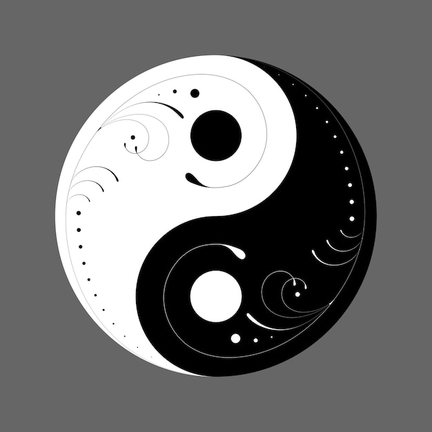 Yin Yang vector symbol with patterns without border