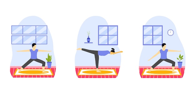 Yoga activity flat bundle design illustration