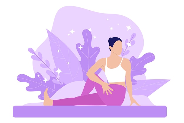 Vector yoga activity flat design illustration