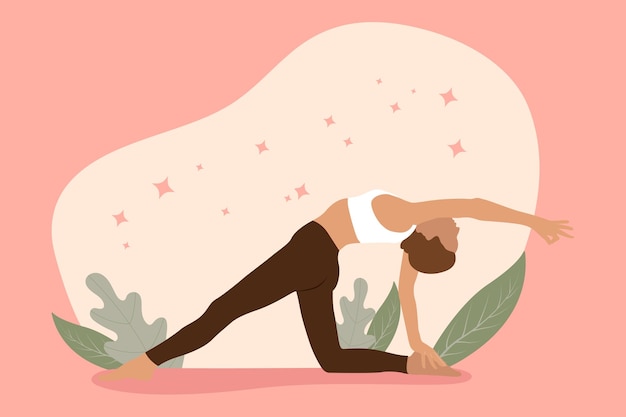 Vector yoga activity flat design illustration