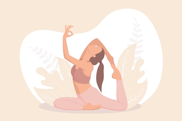 Vector yoga activity flat design illustration