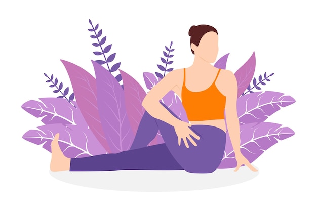 Vector yoga activity flat design illustration